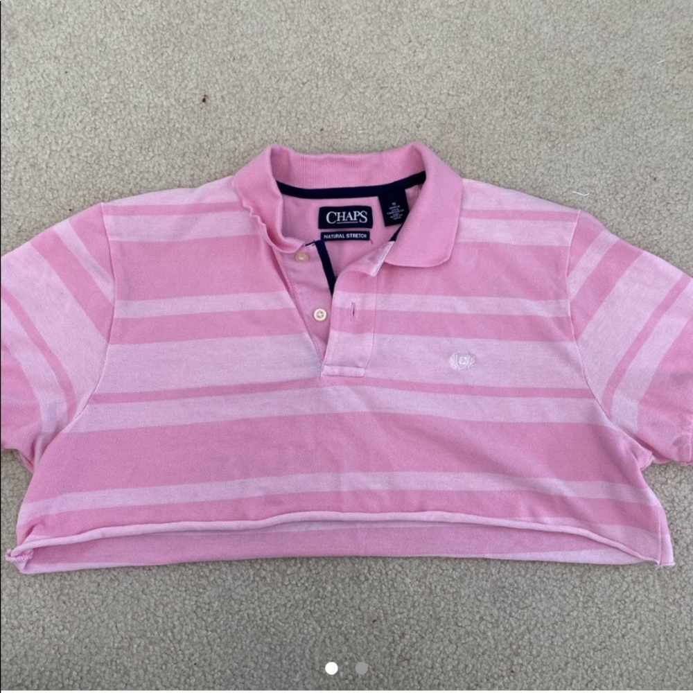 Pink cropped polo tee